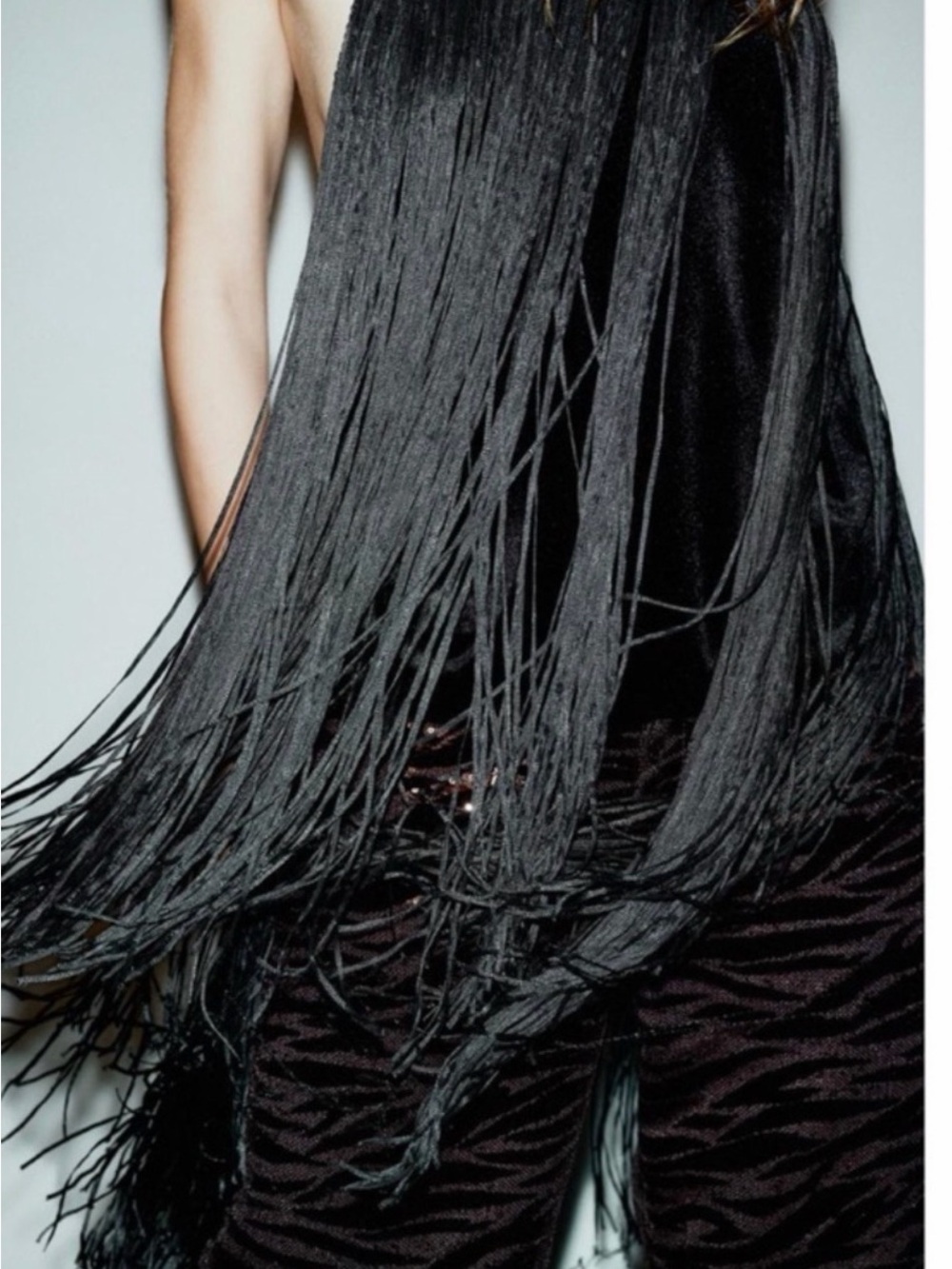 Zara Black Fringe Halter Top - Picture 5 of 7